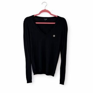 Armani Jeans Navy Long Sleeve V-Neck Top